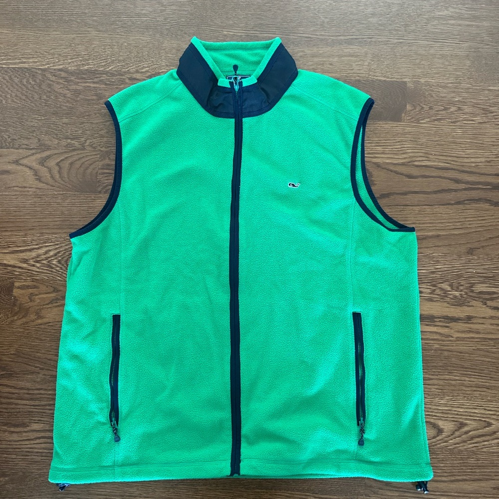 Vineyard Vines Green and Black Sporty Fleece Vest